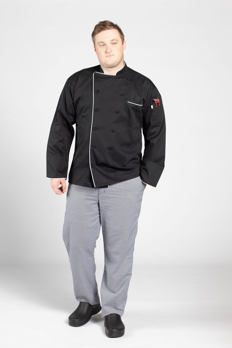 Murano Executive Chef Coat - XS / BLACK/WHITE